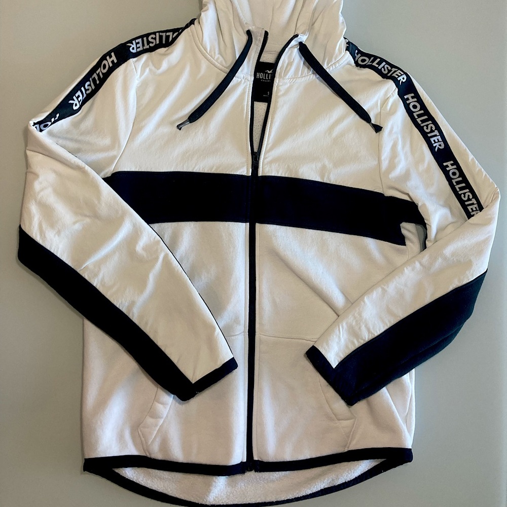 Hollister mens white/black jacket size S